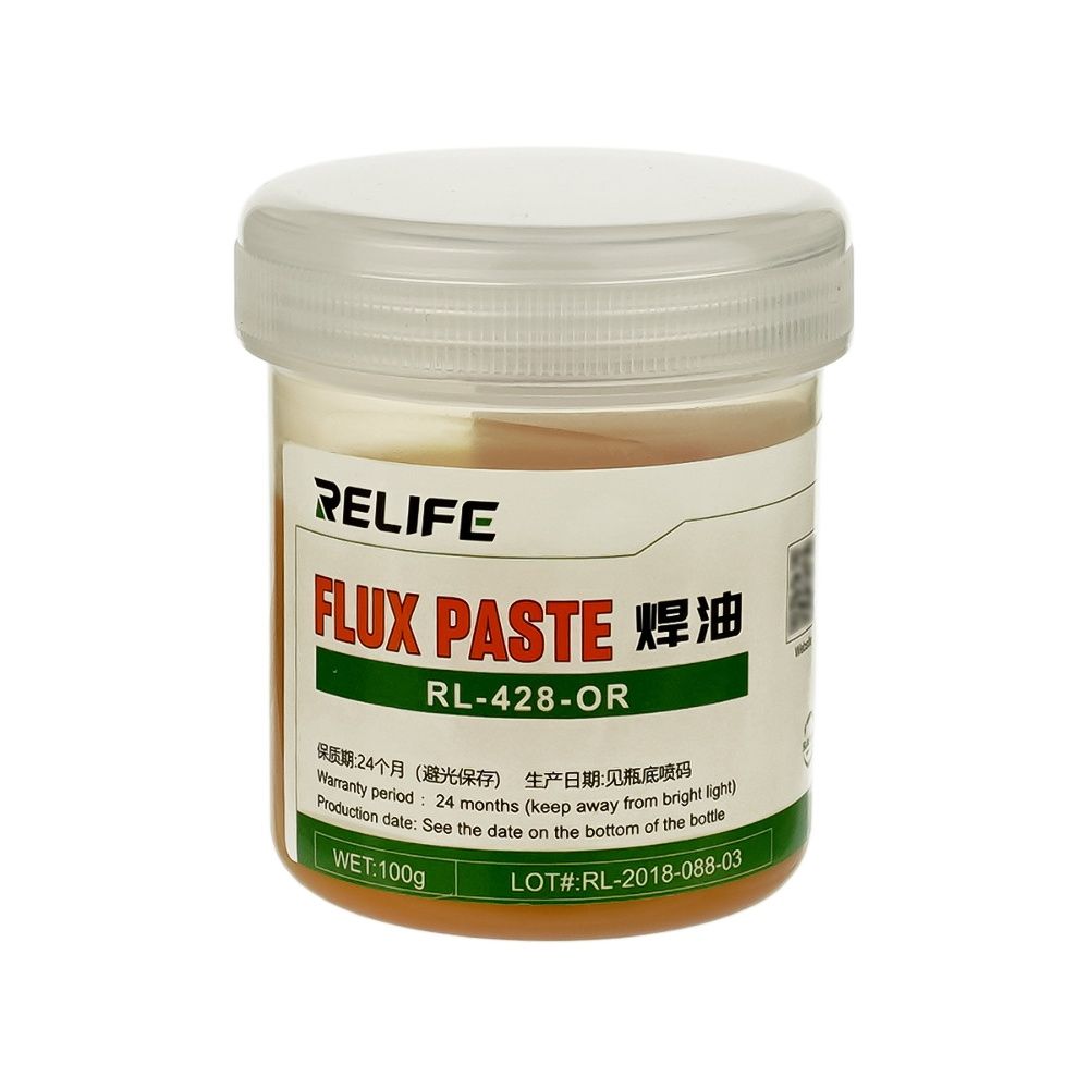 Флюс-паста Relife RL-428-OR 100 гр, активная, диэлектрическая, без содержания галогенов Флюс-паста Relife RL-428-OR 100 гр, активная, диэлектрическая, без содержания галогенов