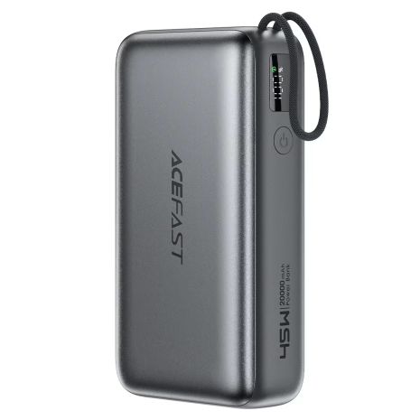 Повербанк ACEFAST M34 PD fast charging power bank with telescopic cable 20000mAh |1Type-C, 35W/3A, PD/QC| grey Повербанк ACEFAST M34 PD fast charging power bank with telescopic cable 20000mAh |1Type-C, 35W/3A, PD/QC| grey