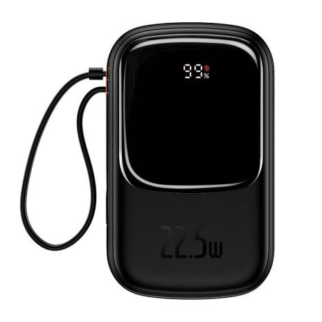Повербанк BASEUS Qpow Pro Digital Display Fast Charge Power Bank (With Type-C Cable) 20000mAh |USB/Type-C/Lightning, 22.5W/5A, PD/QC| black Повербанк BASEUS Qpow Pro Digital Display Fast Charge Power Bank (With Type-C Cable) 20000mAh |USB/Type-C/Lightning, 22.5W/5A, PD/QC| black