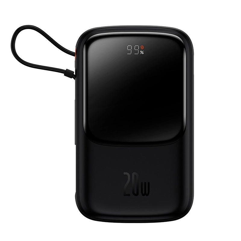 Повербанк BASEUS Qpow Pro Digital Display Fast Charge Power Bank (With Lightning Cable) 10000mAh |USB/Type-C/Lightning, 20W/5A, PD/QC| black Повербанк BASEUS Qpow Pro Digital Display Fast Charge Power Bank (With Lightning Cable) 10000mAh |USB/Type-C/Lightning, 20W/5A, PD/QC| black