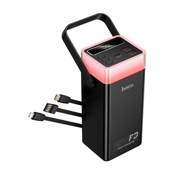 Повербанк HOCO DB103 65W fully compatible power bank with built-in cable and camping light 40000mAh |2USB/1Type-C, PD/QC, 65W/3A| black Повербанк HOCO DB103 65W fully compatible power bank with built-in cable and camping light 40000mAh |2USB/1Type-C, PD/QC, 65W/3A| black