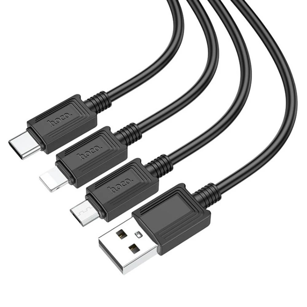 USB Кабель HOCO X74 3in1 USB - Lightning + MicroUSB + Type-C черный USB Кабель HOCO X74 3in1 USB - Lightning + MicroUSB + Type-C черный