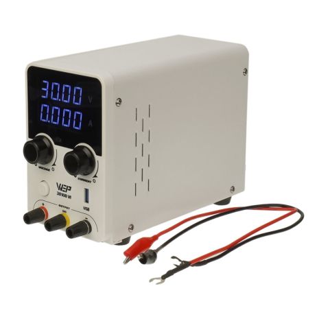 Блок питания лабораторный WEP 3010D-VI 30V 10A, импульсный, с цифровой индикацией (V/A), USB QC 5V-12V/ 20W Блок питания лабораторный WEP 3010D-VI 30V 10A, импульсный, с цифровой индикацией (V/A), USB QC 5V-12V/ 20W