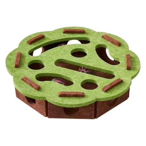 Игрушка-лабиринт для кошек, с 3 шариками, фетровая круглая 30cm Green-brown