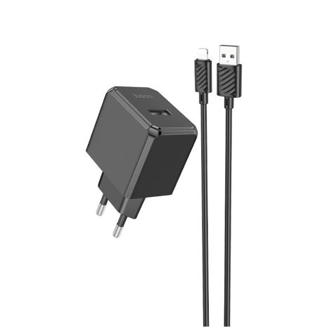 Сетевое зарядное устройство Hoco CS11A USB черное + кабель USB to Lightning