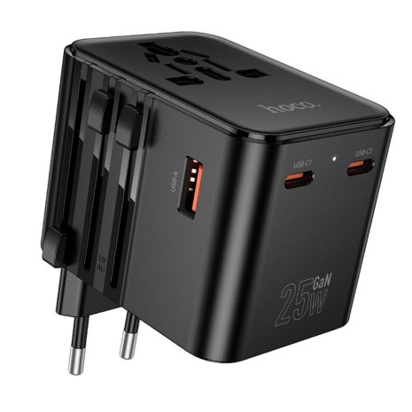 Сетевое зарядное устройство Hoco AC31 USB/ 2 Type-C PD 25W black Сетевое зарядное устройство Hoco AC31 USB/ 2 Type-C PD 25W black