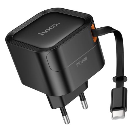 Сетевое зарядное устройство Hoco C153A PD black + кабель Type-C