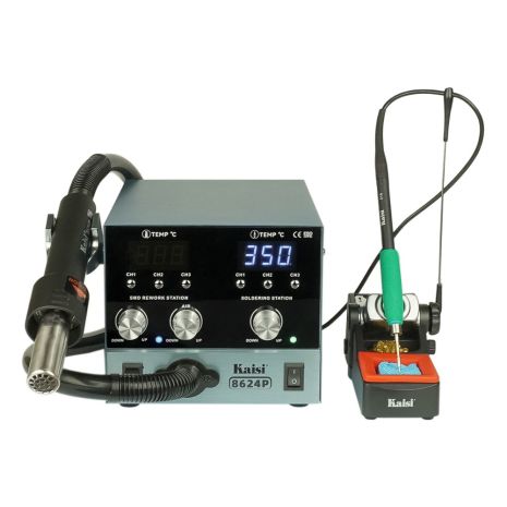 Паяльная станция прецизионная Kaisi 8624P-210, фен 100C - 450C, паяльник стандарта JBC 210 200C - 500C, 6 каналов памяти, 800W