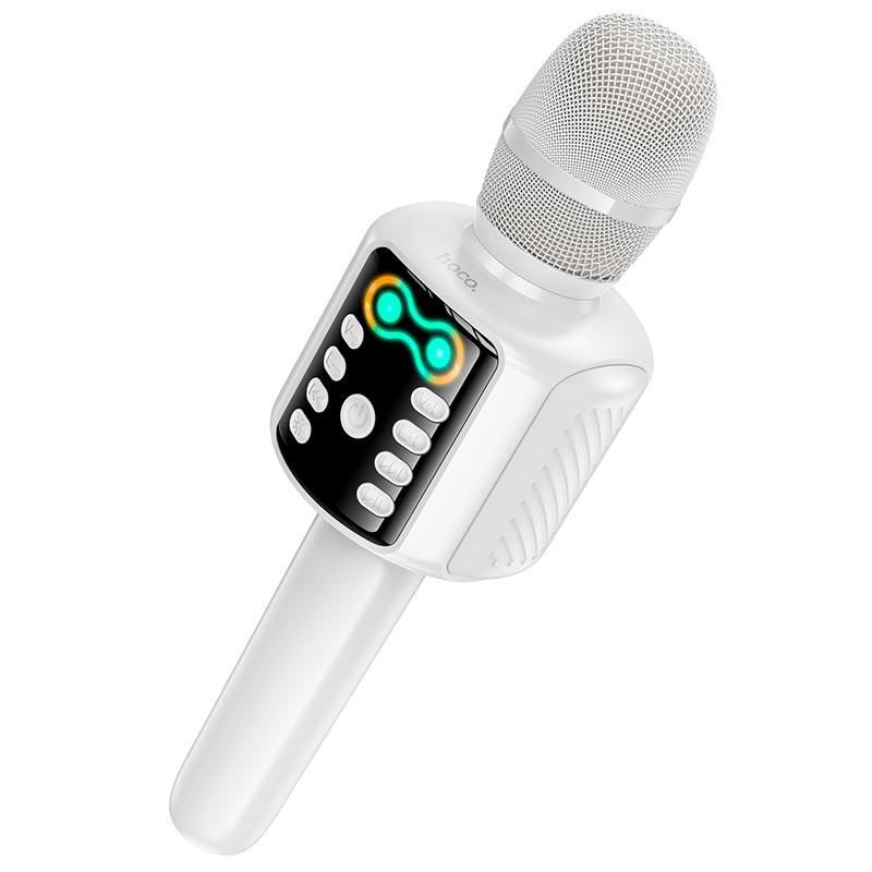 Караоке мікрофон HOCO Shine karaoke microphone L24 | BT5.4, USB / TF / AUX, RGB | white Караоке мікрофон HOCO Shine karaoke microphone L24 | BT5.4, USB / TF / AUX, RGB | white
