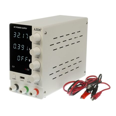 Блок питания лабораторный Aida AD-3010W, 30V 10A, импульсный, с цифровой индикацией (V/A/W), USB 5V/2A
