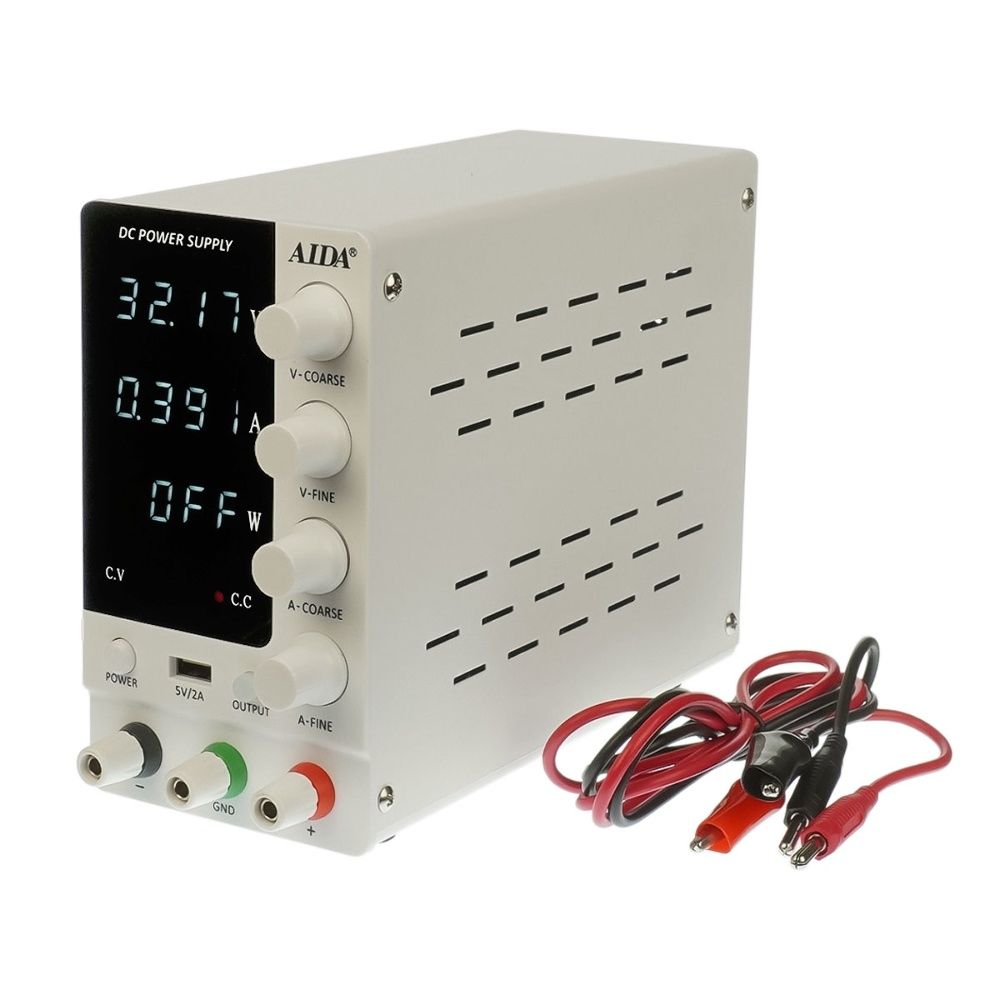 Блок питания лабораторный Aida AD-3010W, 30V 10A, импульсный, с цифровой индикацией (V/A/W), USB 5V/2A Блок питания лабораторный Aida AD-3010W, 30V 10A, импульсный, с цифровой индикацией (V/A/W), USB 5V/2A