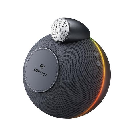 Акустика ACEFAST speaker with wireless charger K10 Air IPX4 |BT5.4, Qi2 25W, RGB, TWS| grey