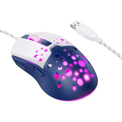 Мышь HOCO Sky luminous gaming wired mouse GM51 |1200-3600dpi, 7 LED colors| white-blue Мышь HOCO Sky luminous gaming wired mouse GM51 |1200-3600dpi, 7 LED colors| white-blue