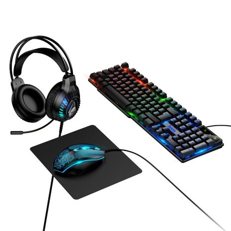 Набор Gaming Combo HOCO Handsome luminous keyboard mouse headset set DI86 (UA/EN/ru Layouts) black