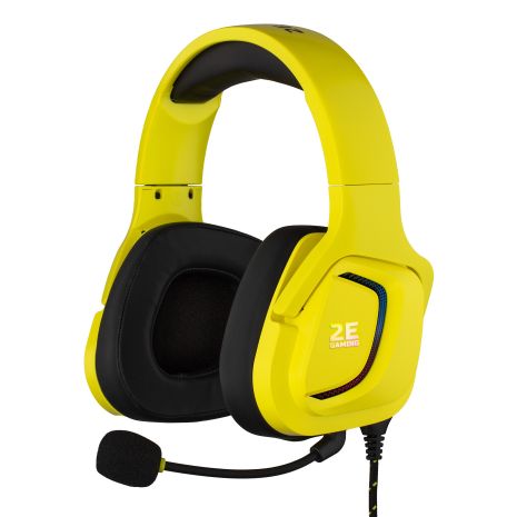 Навушники з мікрофоном 2E HG340 RGB 3.5mm Yellow (2E-HG340YW)