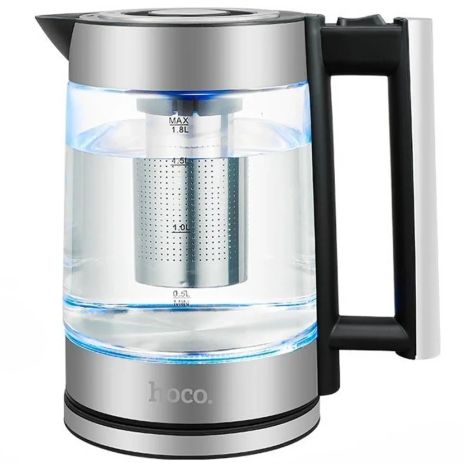 Электрочайник HOCO Kitchen high boron glass electric kettle HA01A |1.8L| silver
