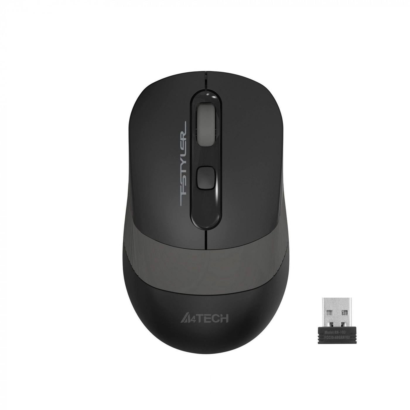 Бездротова мишка A4Tech Fstyler FG10 у чорно-сірому кольорі Бездротова мишка A4Tech Fstyler FG10 у чорно-сірому кольорі