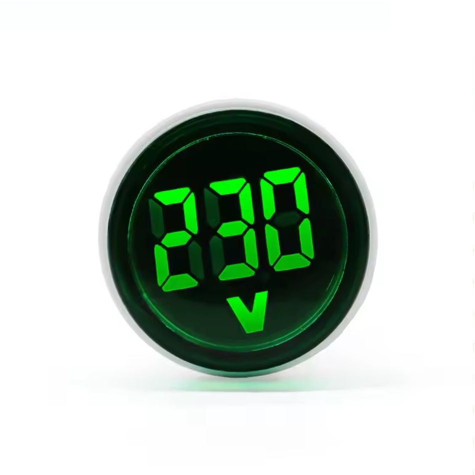 Вольтметр в розетку круглый (50-500V) EU LED мини GREEN Вольтметр в розетку круглый (50-500V) EU LED мини GREEN