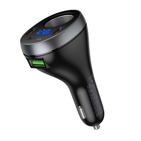 Автомобильное зарядное устройство Hoco Z61А USB/ 2 Type-C PD 60W с разъемом прикуривателя и дисплеем black Автомобильное зарядное устройство Hoco Z61А USB/ 2 Type-C PD 60W с разъемом прикуривателя и дисплеем black