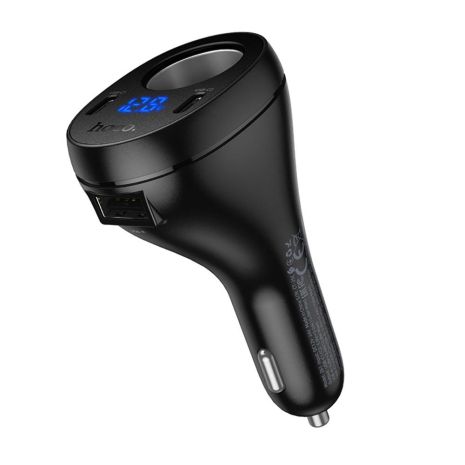Автомобильное зарядное устройство Hoco Z61 USB/ 2 Type-C с разъемом прикуривателя и дисплеем black Автомобильное зарядное устройство Hoco Z61 USB/ 2 Type-C с разъемом прикуривателя и дисплеем black