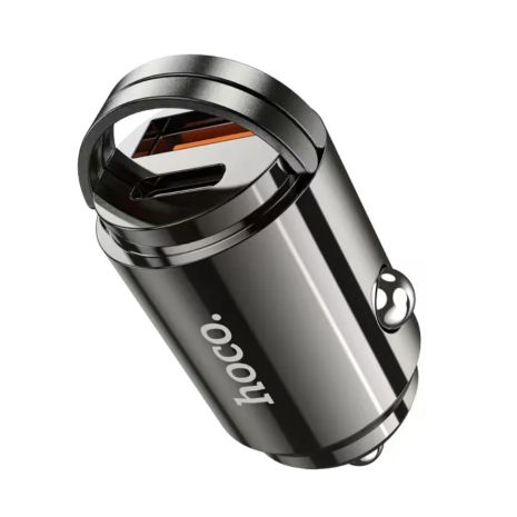 Автомобильное зарядное устройство Hoco DZ7 mini USB/ Type-C PD QC light metal gray