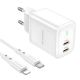 Сетевой адаптер Borofone BN9 Reacher PD/QC (2 USB-C) 35W Type-C to Lightning в белом цвете Сетевой адаптер Borofone BN9 Reacher PD/QC (2 USB-C) 35W Type-C to Lightning в белом цвете